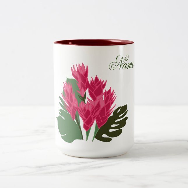 Caneca De Café Em Dois Tons Flores Rosa (Centro)
