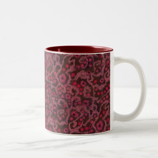 Caneca De Café Em Dois Tons Flores Rosa, Curvas Escamoteadas, padrão de feltro (Direita)