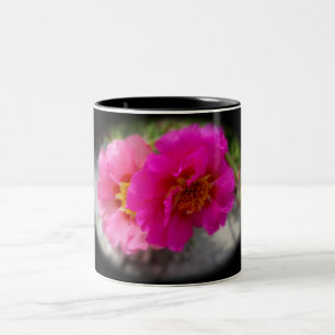 Caneca De Café Em Dois Tons Flores rosa no sol