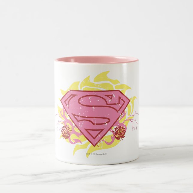 Caneca De Café Em Dois Tons Flores Rosa Supergirl (Centro)