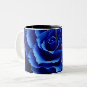 Caneca De Café Em Dois Tons Flores rosas azuis romance vegetal Café com dois t