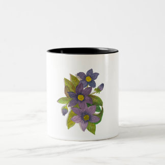 Caneca De Café Em Dois Tons flores roxas