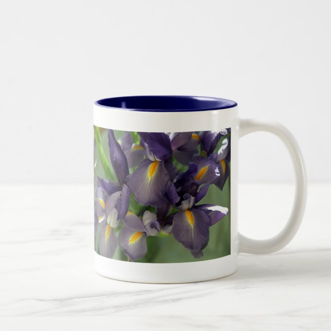 Caneca De Café Em Dois Tons Flores Roxas Iris Foto Arte Café (Direita)