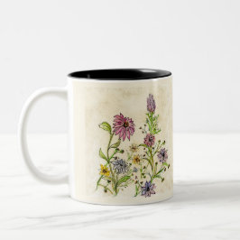 Caneca De Café Em Dois Tons Flores selvagens