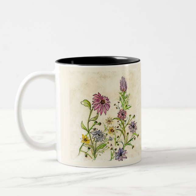 Caneca De Café Em Dois Tons Flores selvagens (Esquerda)