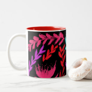 Caneca De Café Em Dois Tons Flores selvagens em Cores aquele POP!