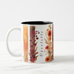 Caneca De Café Em Dois Tons Flores Selvagens Personalizadas Mug 5