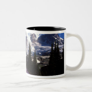 Caneca De Café Em Dois Tons flores silvestres de verão na base do Monte Rainie