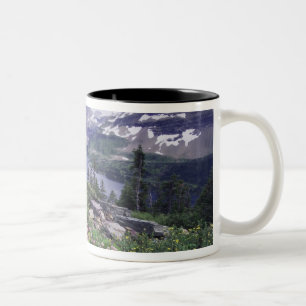 Caneca De Café Em Dois Tons Flores silvestres e Lago Escondido, Arbustivo