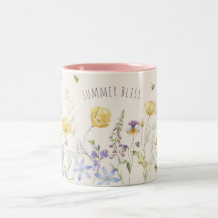 Caneca De Café Em Dois Tons Flores silvestres, Felicidade de Verão