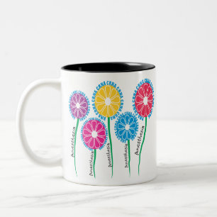 Caneca De Café Em Dois Tons Flores Whimsical CRNA