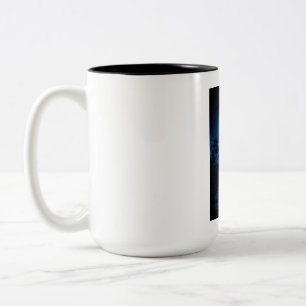 Caneca De Café Em Dois Tons Floresta Celestial Iluminada pela Lua Estética Ref