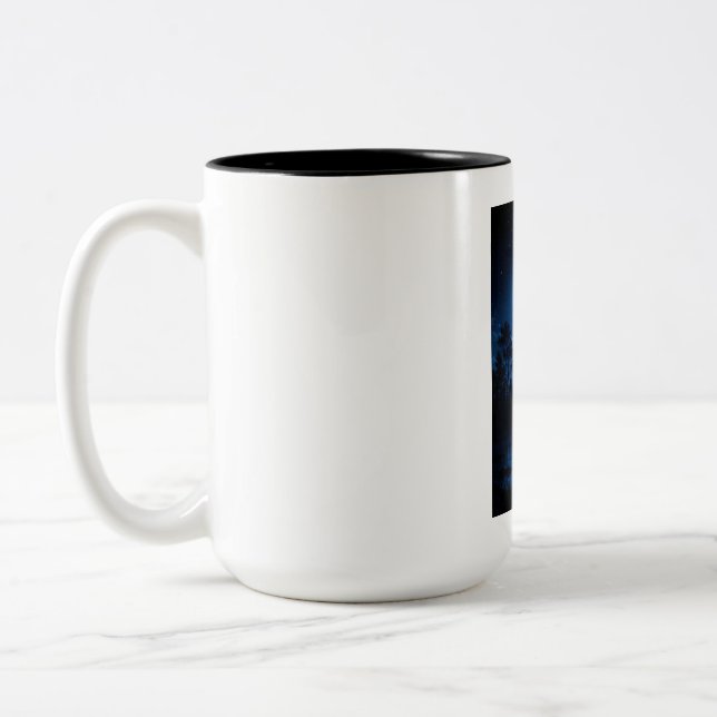 Caneca De Café Em Dois Tons Floresta Celestial Iluminada pela Lua Estética Ref (Esquerda)