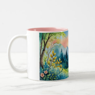 Caneca De Café Em Dois Tons Floresta de Assalto no amanhecer