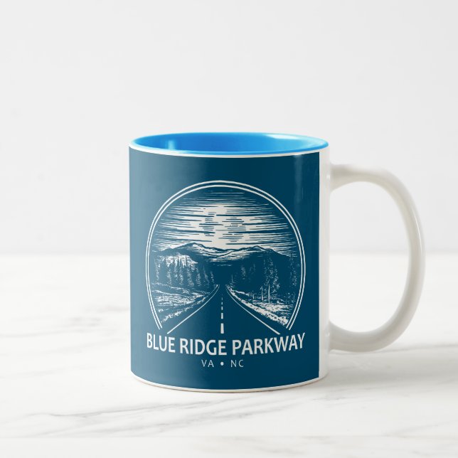 Caneca De Café Em Dois Tons Floresta de Parkway Blue Ridge (Direita)