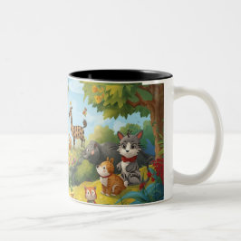 Caneca De Café Em Dois Tons floresta encantada com animais