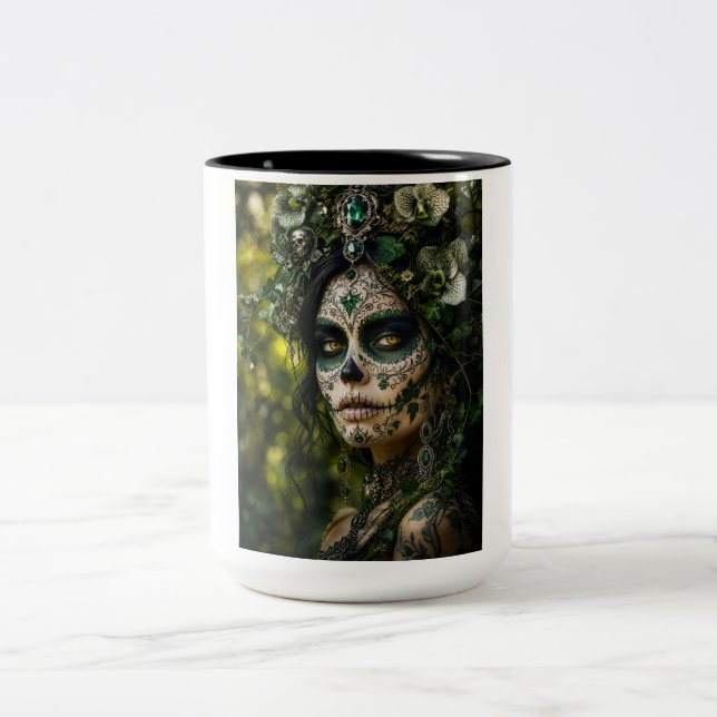 Caneca De Café Em Dois Tons Floresta Esmeralda Calavera – Botânica Verde (Centro)