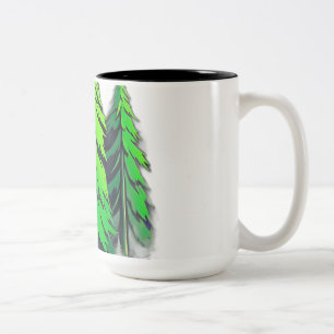 Caneca De Café Em Dois Tons Floresta Geométrica Sci-Fi dos anos 80