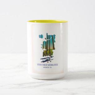 Caneca De Café Em Dois Tons Floresta Nacional Gifford Pinchot, estado de washi