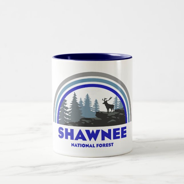 Caneca De Café Em Dois Tons Floresta Nacional Shawnee Cervo Arco-íris (Centro)