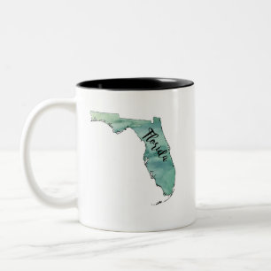 Caneca De Café Em Dois Tons Flórida State Map Watercolor