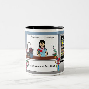 Caneca De Café Em Dois Tons Florista Personalizado - Cartoon feminino
