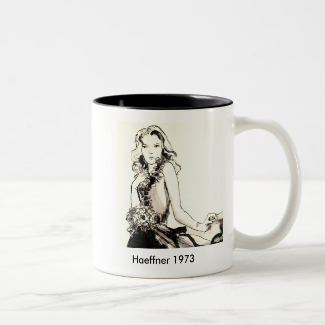 Caneca De Café Em Dois Tons Flower2, desenho da forma dos anos 70 (Direita)