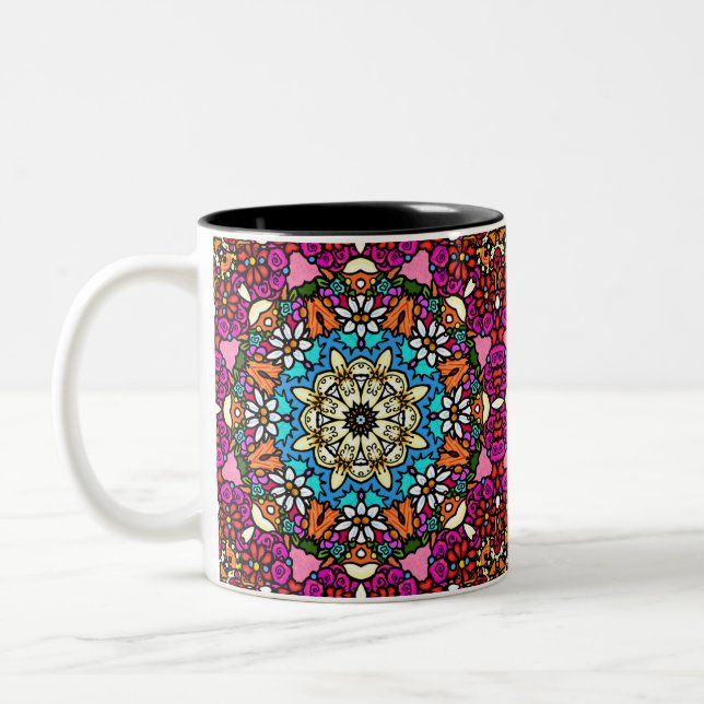 Caneca De Café Em Dois Tons Flower Power Groovy Garden Mug (Esquerda)