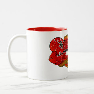Caneca De Café Em Dois Tons Flowerhorn cichlid fish cartoon illustration