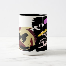 Caneca De Café Em Dois Tons Fluffy Black Cat Jack o Lantern fun 