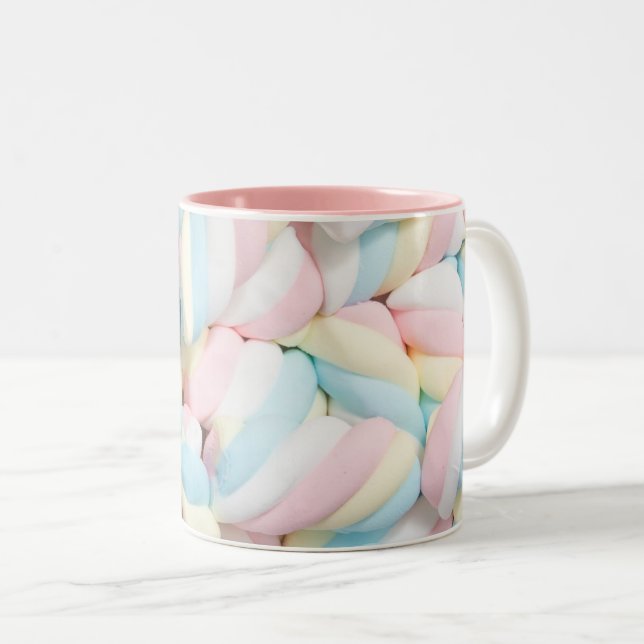 Caneca De Café Em Dois Tons Fluffy Pastel Marshmallow Candy (Frente Esquerda)
