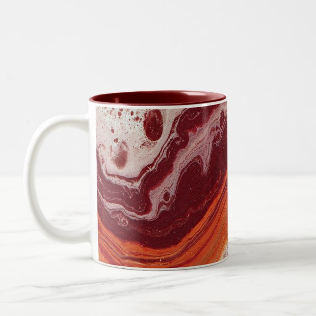 Caneca De Café Em Dois Tons fluido laranja e burgundy (Esquerda)