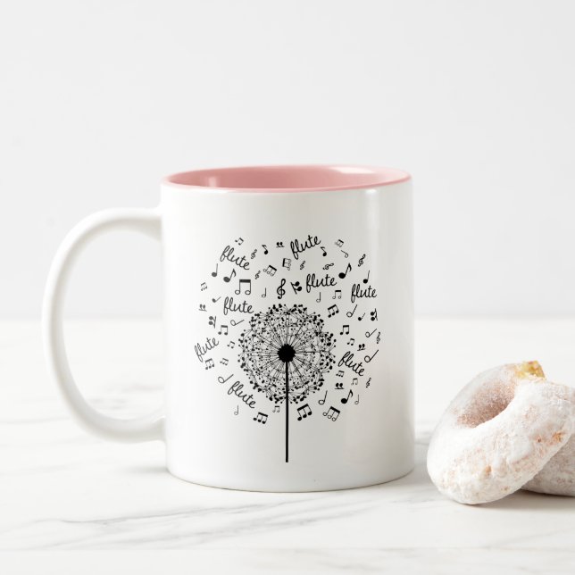 Caneca De Café Em Dois Tons Flute Player Music Dandelion (Com Donut)