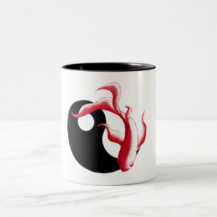 Caneca De Café Em Dois Tons Fluxo Marcial Sticker Abstrato YinYang de Arte Mar