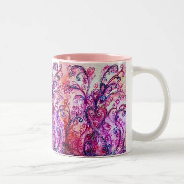 Caneca De Café Em Dois Tons FLUXOS QUÍMICOS branco roxo, rosa-claro (Direita)