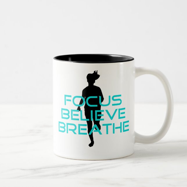 Caneca De Café Em Dois Tons Foco Acredita Respirar Aqua (Direita)