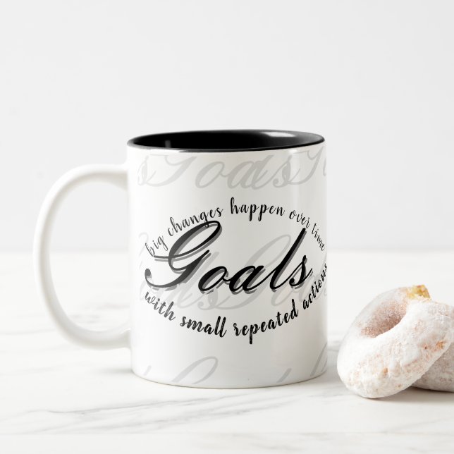 Caneca De Café Em Dois Tons Foco na meta (Com Donut)