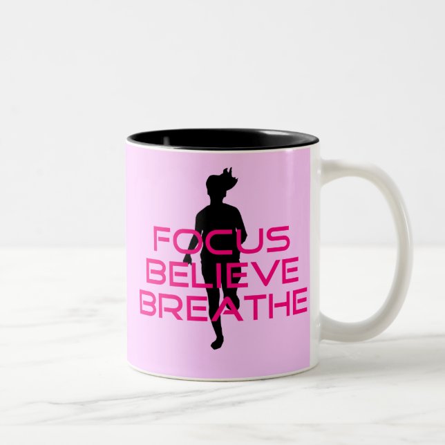 Caneca De Café Em Dois Tons Foco Rosa Acredite em Breathe (Direita)