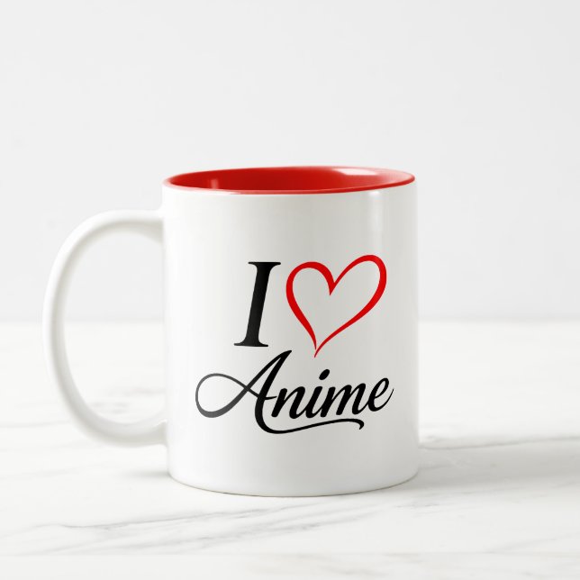 Caneca De Café Em Dois Tons Fofa Anime Coração Kawaii (Esquerda)