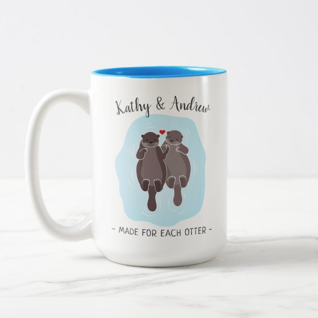 Caneca De Café Em Dois Tons Fofa Presente Personalizado para Cada Lontra para  (Esquerda)
