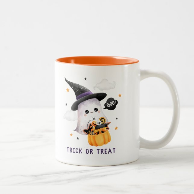 Caneca De Café Em Dois Tons fofo e fofo, festa do halloween (Direita)