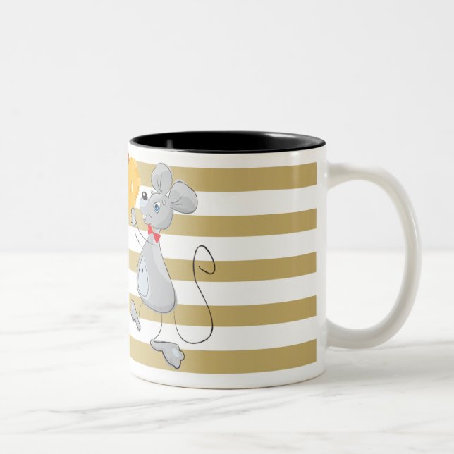 Caneca De Café Em Dois Tons Fofo Excêntrico Caprichoso Listras de Ratos (Direita)