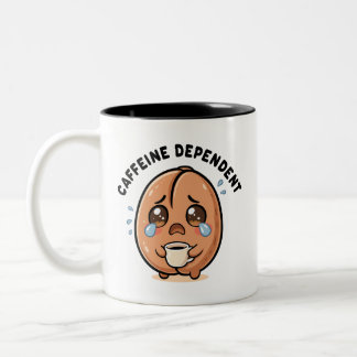 Caneca De Café Em Dois Tons Fofo Kawaii Grão de Café Chorando Dependente de Ca