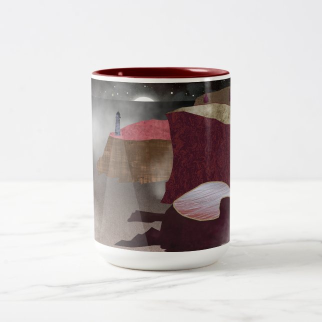 Caneca De Café Em Dois Tons Foggy Lighthouse (Centro)