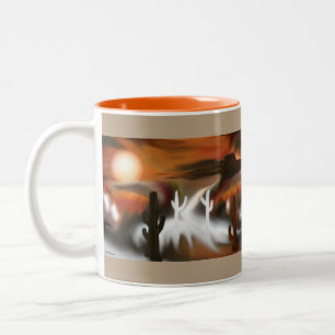 Caneca De Café Em Dois Tons Fogo Sudoeste e Arte Abstrato de Gelo