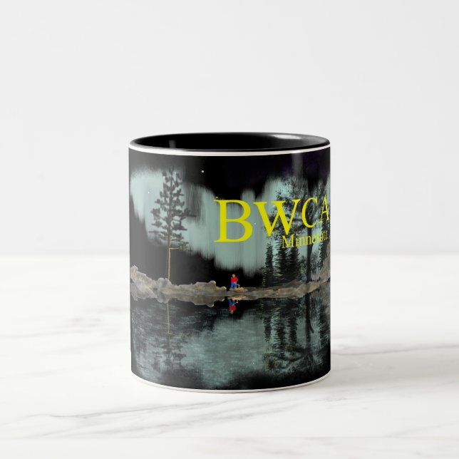 Caneca De Café Em Dois Tons Fogueira da Aurora de BWCA Minnesota (Centro)