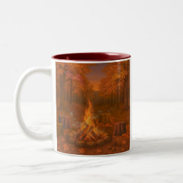 Caneca De Café Em Dois Tons Fogueira de Crepúsculo de Outono