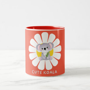 Caneca De Café Em Dois Tons Fogueira de ursinho de coala e flor de ursinho Zoo