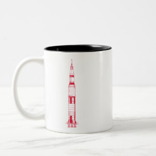 Caneca De Café Em Dois Tons Foguete Espacial Vintage Saturn Exploração Espacia