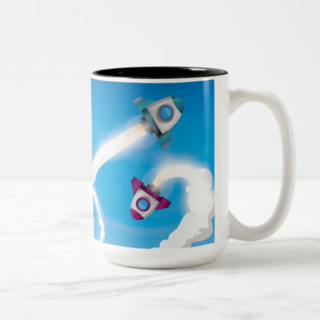 Caneca De Café Em Dois Tons Foguetes! (Direita)